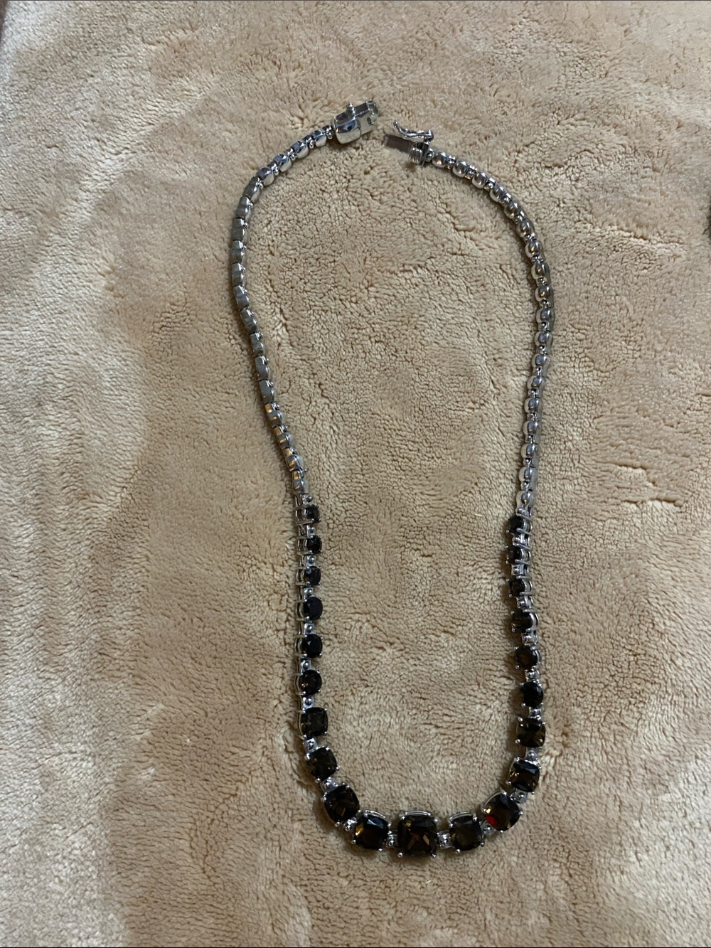 Smoky Quartz Tennis Style Necklace - Women's Jewelry